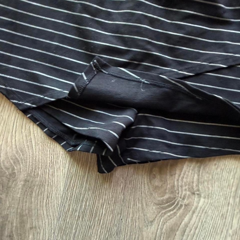 Lulus Black Pinstripe Skort Wrap Front Mini Skirt Shorts Size S - Picture 2 of 4